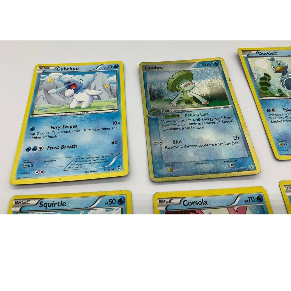 Pokemon Water Type Card Lot 7pc Squirtle Lombre Reverse Holo Blue TCG Bundle